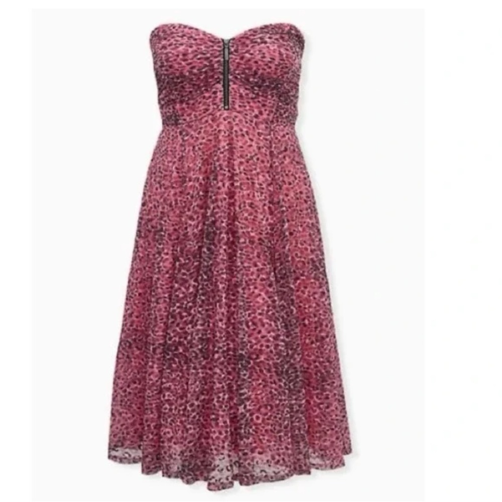 Torrid Pink Animal Print Strapless Dress